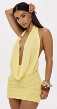 MURCI $110 SZ 10 Cowl Neck Mini Yellow dress