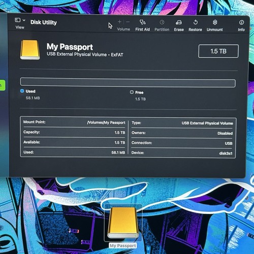 WD My Passport Ultra 1.5TB USB 3.0 Portable Hard Drive External Black TESTED - Picture 2 of 10