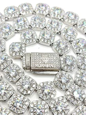 Adamans 10mm Clustered Tennis Chain - White Gold PVD Plating 22"