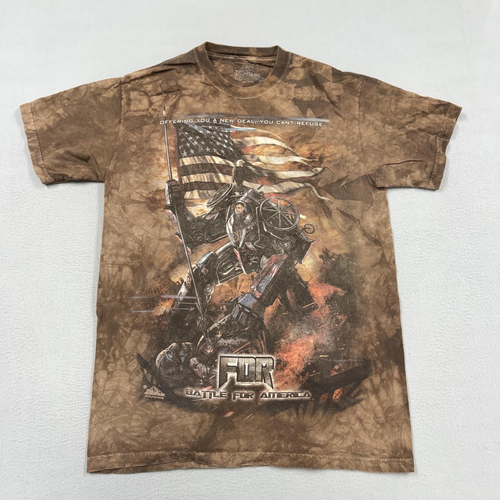The Mountain Shirt Mens Medium Brown Tie Dye Battle For America Graphic Tee