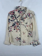 Julianna Rae Silk Pajama Top Floral Print Luxury Sleepwear  Shirt – 100% Silk