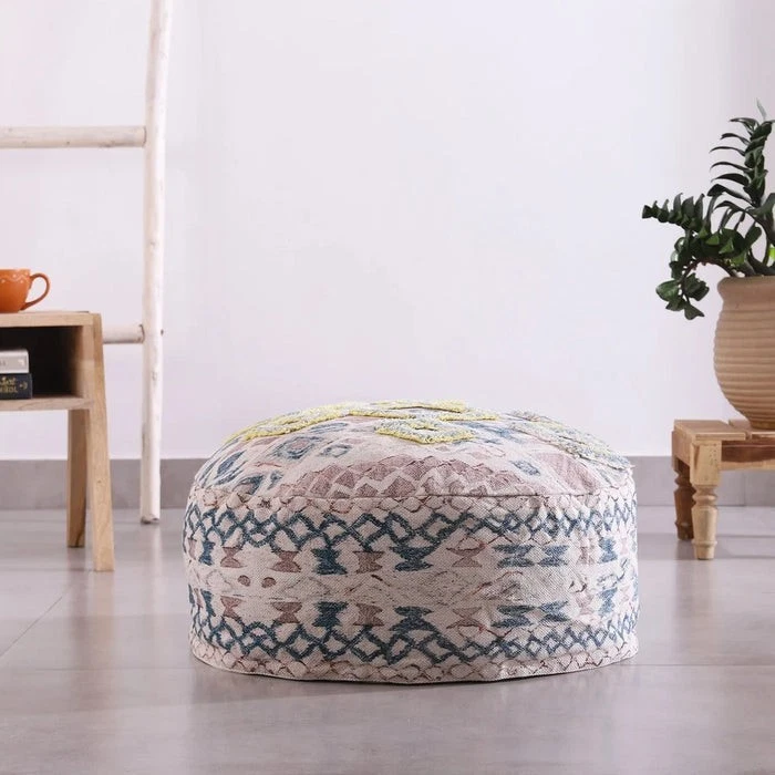Ottoman Pouf - Pale Circle | Moroccan Decor - Image 4 of 4