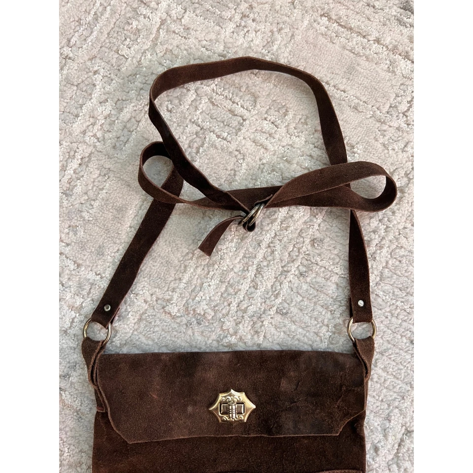 Genuine Leather Fringe Crossbody Bag Hecho en Mexico Boho Western Brown Purse - Image 3 of 4