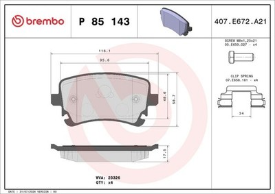 Bremsbelagsatz Hinten Lucas-System für Audi A6 C6 4F2 Avant 4F5 Bentley ab 03->