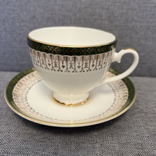 Vintage Royal Grafton Tea Cup And Saucer Majestic Green Fine Bone China