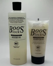 John Boos 2-Piece Wood Cutting Board Care Set with Mystery Oil & Board Cream New