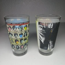 Vtg 2005 Rolling Stones Memorabilia Two Beer Glasses Sticky Fingers & Some Girls