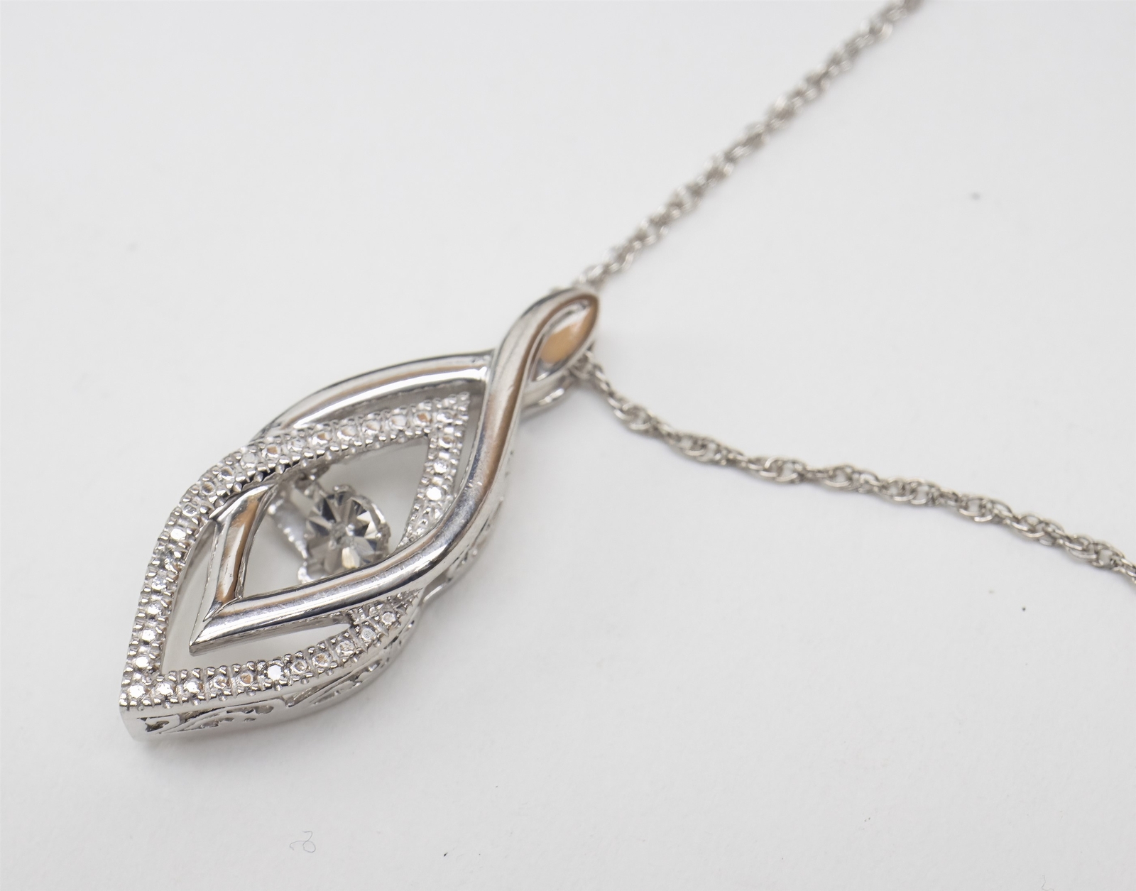Tiny Dancing Diamond Kinetic Sterling Silver Neck… - image 6
