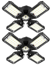 LED Garage Lights 2-Pack, 120W 12000LM 6500K, 4 1 Deformable Panels E26/E27 Base