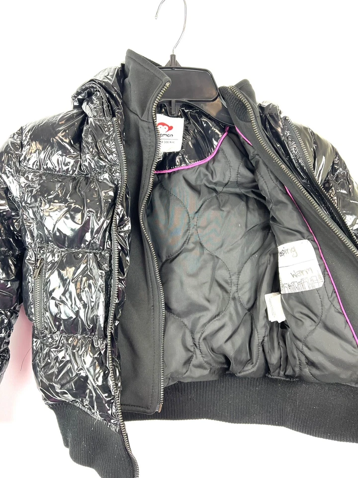 Abrigo acolchado negro con capucha para niña Appaman talla 5 Foto 3 de 4