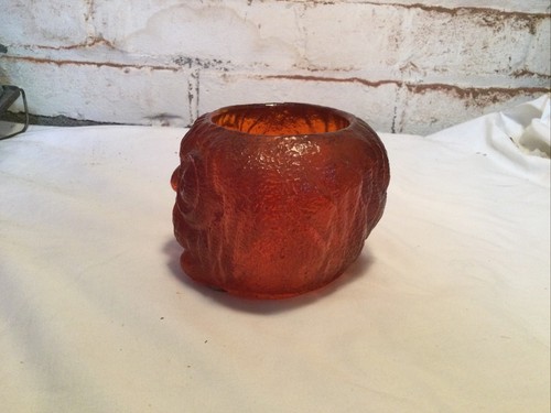 Vintage Red Orange Candle Holder 1969 WONDERMOLD Retro MCM TikiHut Decor Pumpkin - Picture 3 of 5