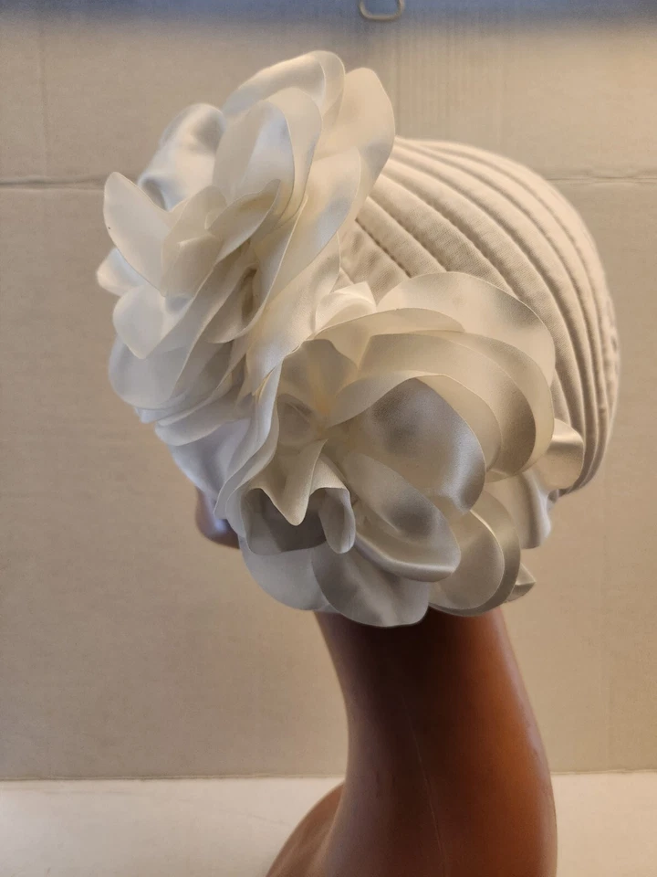 Designer Turban Fascinator Wedding Derby Bridal Church Tea Party Headwrap Hat - Image 4 of 4