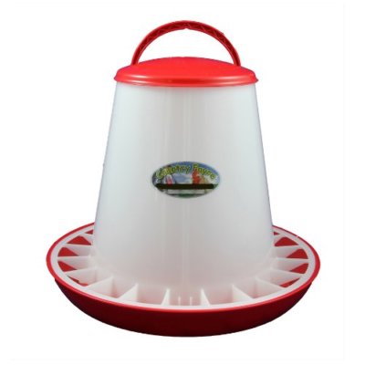 6kg Red And White Economy Hanging Chicken Poultry Feeder With Lid