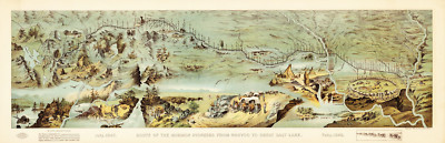 1899 Historic Map Route of the Mormon Pioneers from Nauvoo to Great Salt Lake