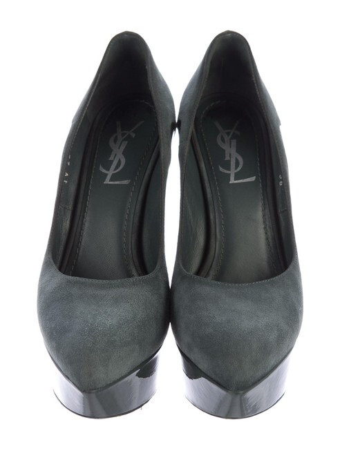 Décolleté in pelle scamosciata scolpita Saint Laurent giada EU 36 US 6