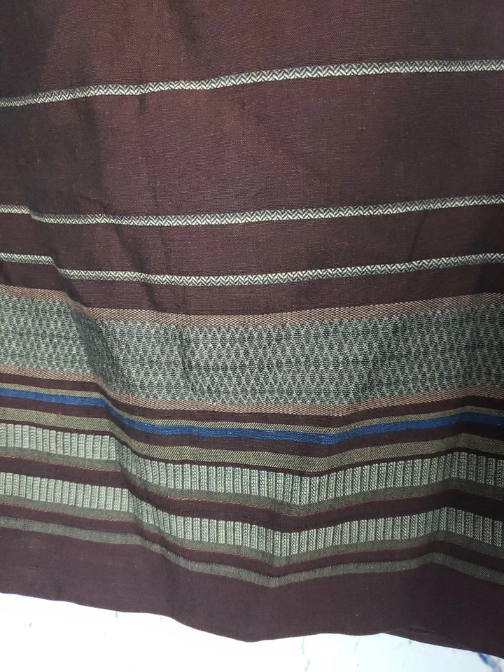 Falda envolvente Peter Nygard vintage de mezcla de lino marrón talla 14 forrada a rayas cintura 32" Foto 3 de 4