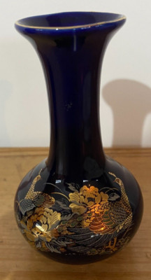 Vintage blaue Chokin Kunst Knospen Vase.