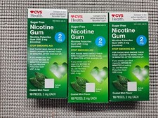 3 pack CVS Health Nicotine Gum 2MG Mint Sugar Free 10 Pieces Exp: 03/2026
