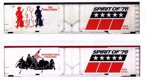 2 Spirit 76 Bicentennial boxcars S scale printed reefer 50' sides weathered