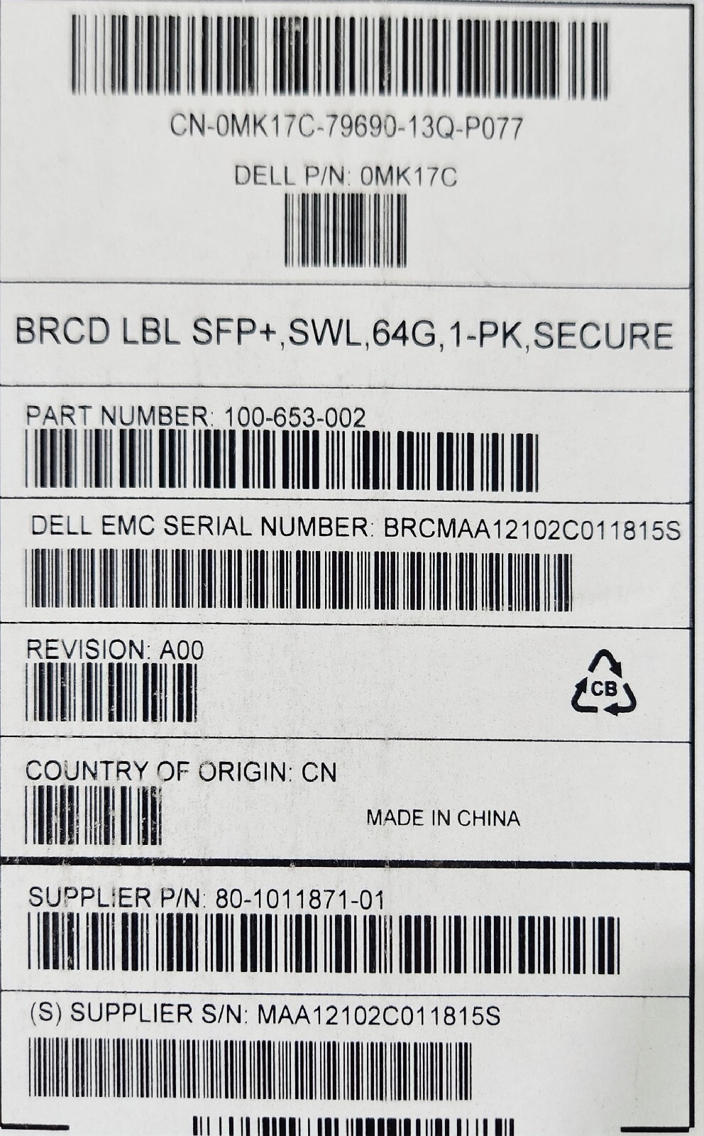 New Brocade 64Gb Fibre FC SFP+ Optical Transceiver 850nm SW-SEC 57 ...