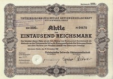 Turyngische Cellwolle AG, Schwarza/Saale, 1000 RM, 1940