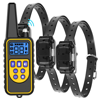 Dog Pet Training Collar Rechargeable Electric Shock Anti Bark for 1/2/3 Dogs US