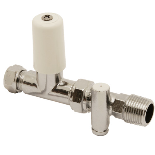 Terrier Straight Radiator Valve Lockshield with Drain Off 15mm x 1/2"" in Pegler