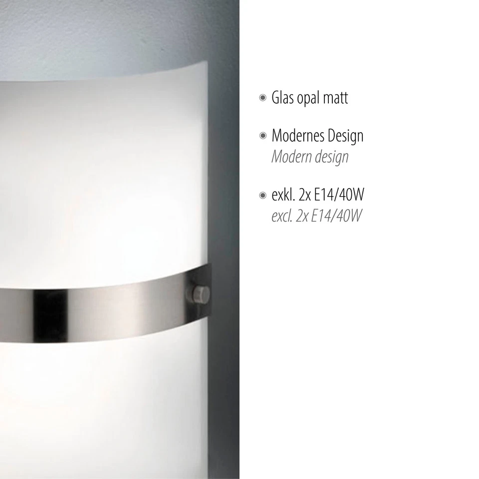 Wandleuchte Silber Opalglas matt LED fähig blendfreies Licht Wandlampe E14 - Bild 4 von 4