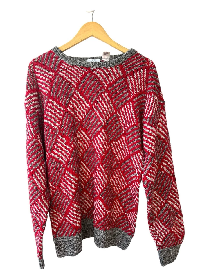 Suéter Rojo Grueso Vintage Valentino Uomo Algodón Seda L Geométrico Foto 2 de 4