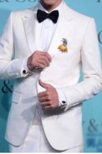 Men  s New Wedding /party/ Ball Show Gown Suit White Size M .2 Pieces Waist 34  