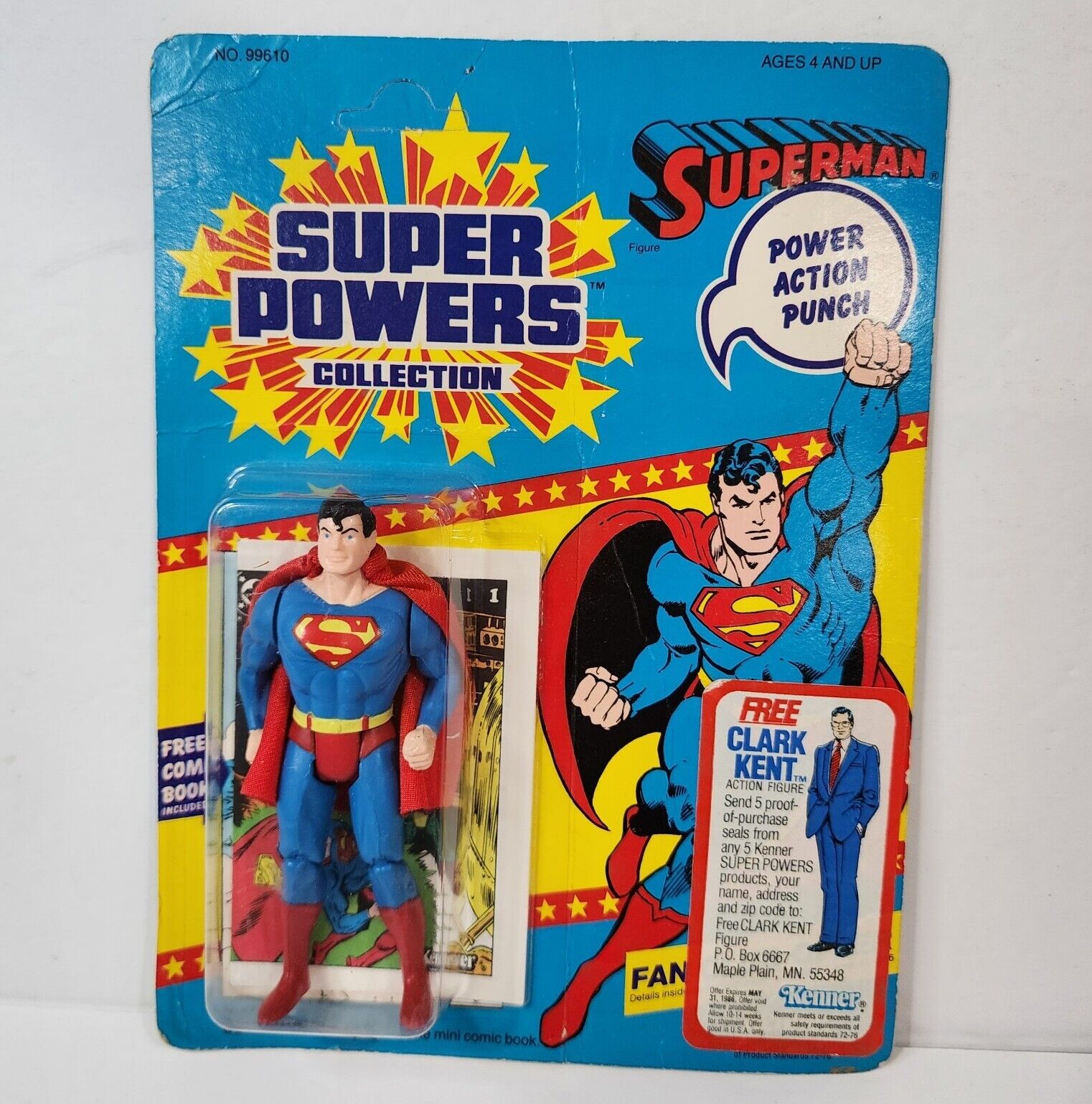 Vtg 1984 DC Super Powers MOC 4.5 Superman Figure Clark Kent Offer