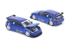 CR Poprace 1:64 Blue Civic EG6 SIR Pandem Hatchback Model Diecast Metal Car
