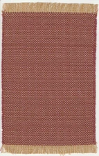 Dollhouse Miniature Woven Fabric Accent Rug Dark Red and Tan 9" x 5 3/4"