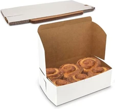 MT Products White Treat Box - 8" x 5.5" x 4" Bakery Boxes No-Window - Pack of 15