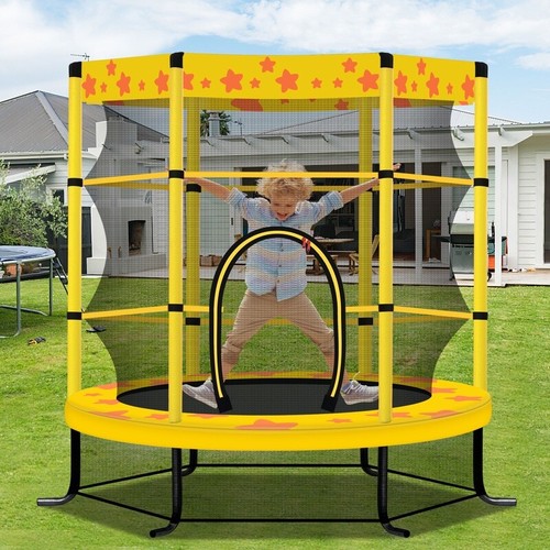 Kids Trampoline W/ Safety Net Indoor Outdoor Fun Durable Round Structure 55 Inch - Picture 3 of 8