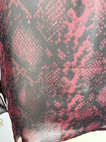 Nili Lotan Snakeskin Print Silk Demi Top Size XS Ruffle Long Sleeve Sheer Blouse - Picture 9 of 10