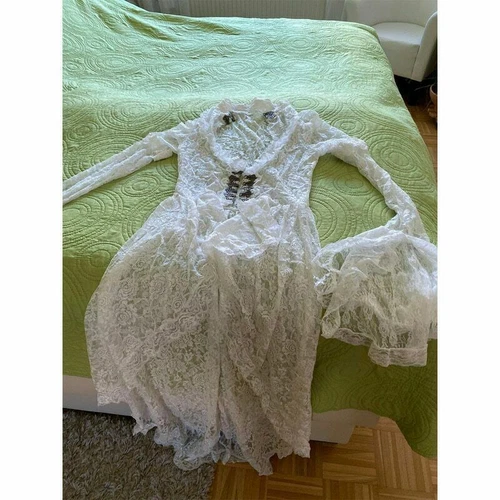 Women Vintage Lace Victorian Dress Long Flare Sleeve Gothic Dresses Retro Dress - Picture 7 of 20