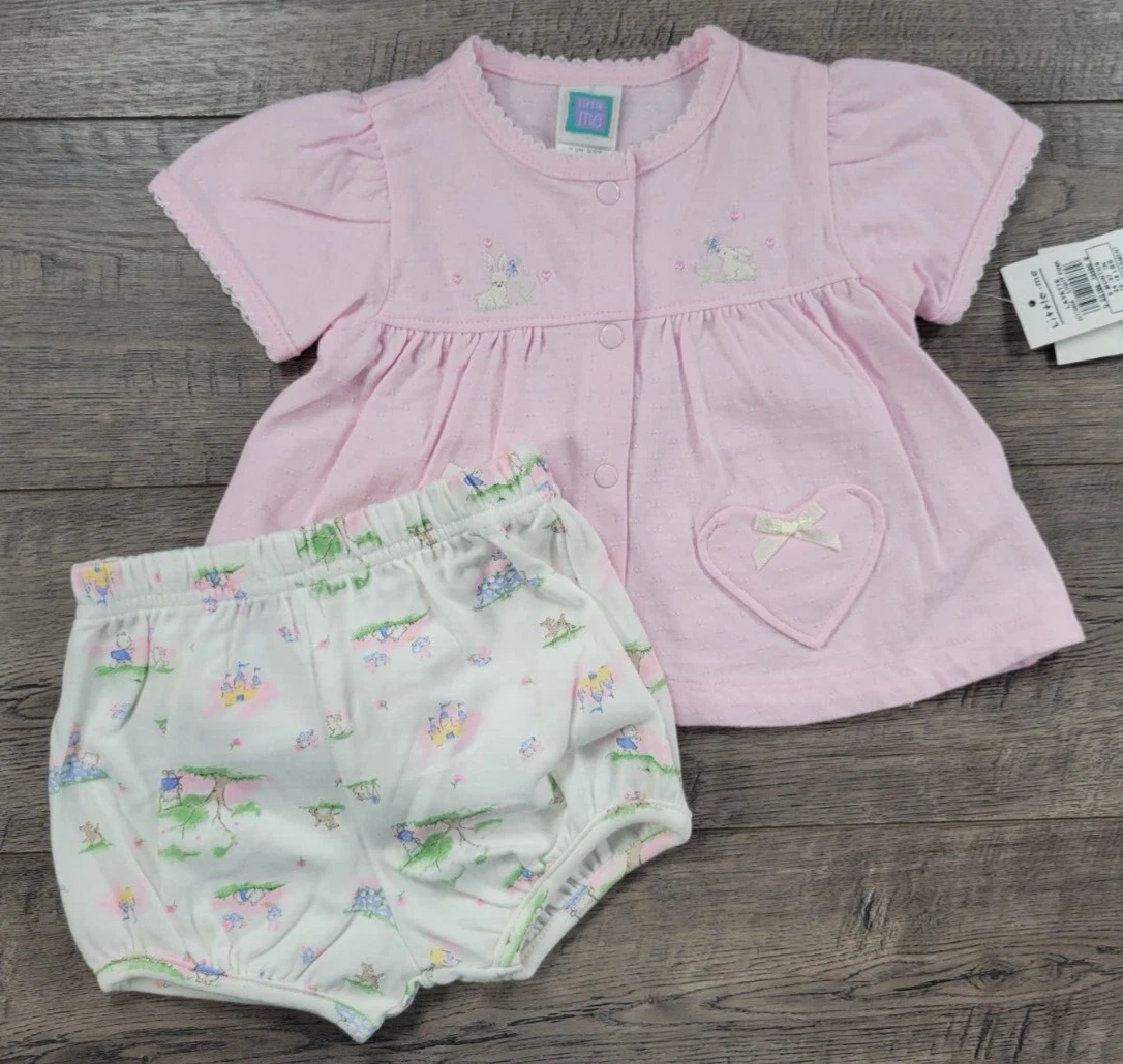 Baby Girl Clothes New Vintage Little Me 6 Month 2pc Pink Bunny Outfit