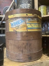 Vintage Wooden Coffee Barrel Woolson Spice Co Toledo Ohio Wood Box 10lbs