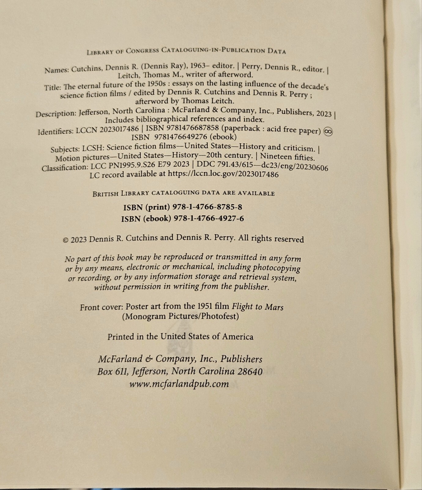 Eternal Future of the 1950s : Essays on the Lasting Influence... Science Fiction