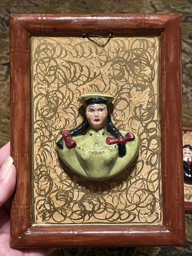 Cappello con ciotola vintage uomo e donna busto da appendere a parete stile vittoriano arte rialzata - Foto 2 di 11