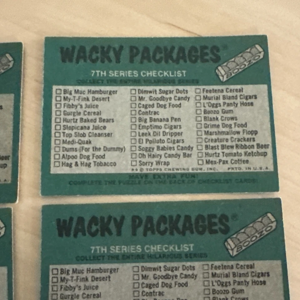 1974 Topps Wacky Packages Rompecabezas Completo Boozo 9 Cartas Listas de Verificación Foto 4 de 4
