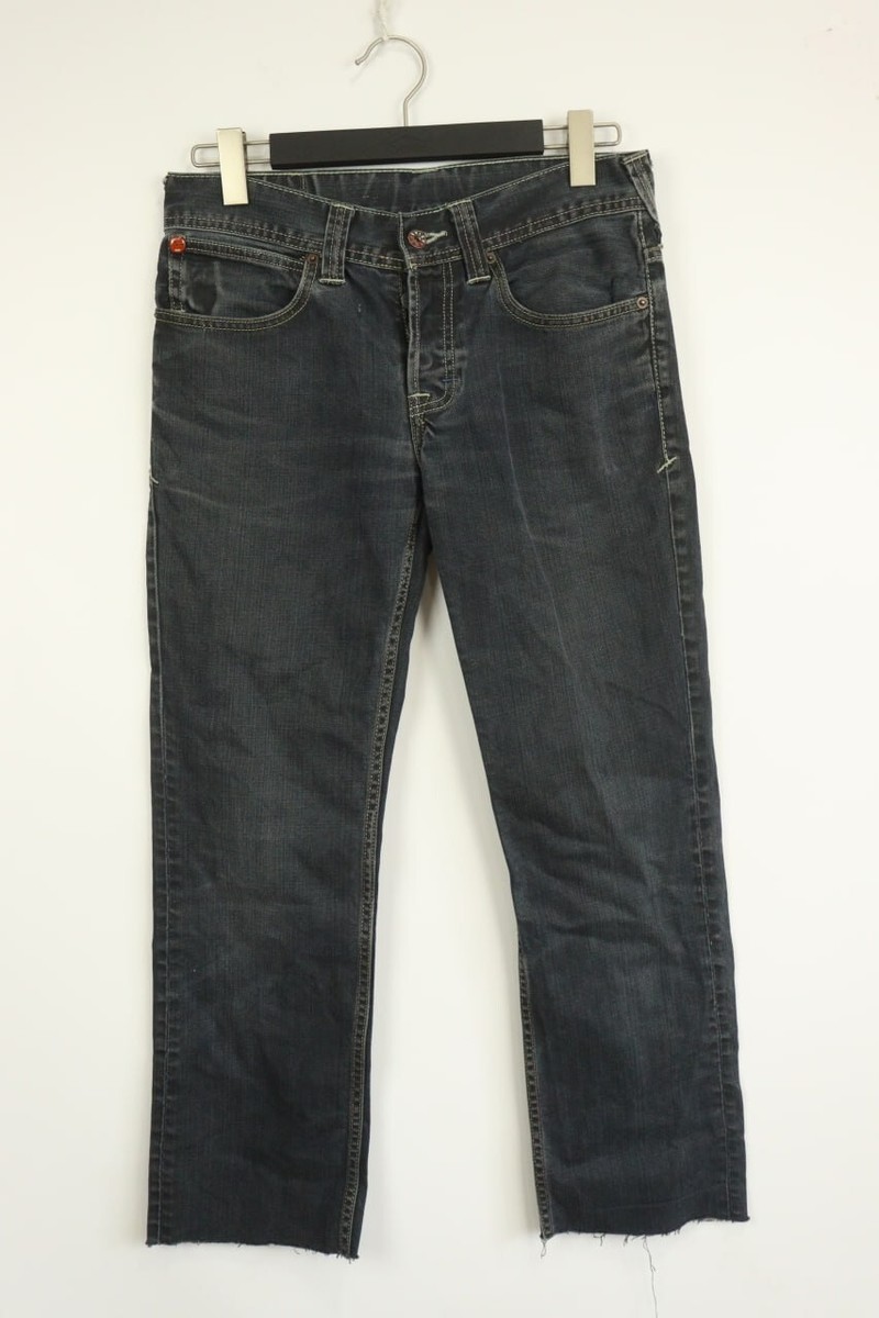EVISU × PUMA デニム ジーンズ W34 EVISU PUMA Denim Cutout Hem Straight Jeans Size W32 L34 Button Fly