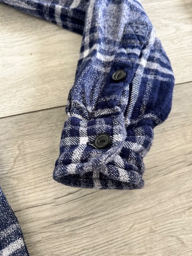 SUPERDRY SUPERIOR MILLED HEAVY FLANNEL NAVY/WHITE CHECKED SHIRT..SIZE SMALL - Picture 2 of 5