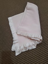Vintage Baby Thermal Cotton Blanket Satin Binding Lt. Pink. 40" X 52"
