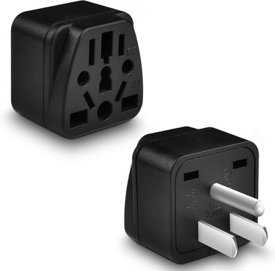 2 Pack US  Plug Adapter, EU,UK,AU,CN,NZ, to USA (Type B), 3 Prong Grounded USA W