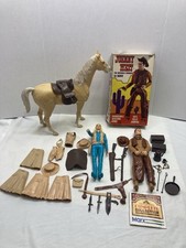 Vintage JOHNNY WEST  JANE HORSE 12" Action Figures  Gear W/Box 2062 MARX Toy