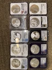 Lot Of 10 Silver Eagles In Capsules and  Graded 69/70 Multiple Years Very Nice