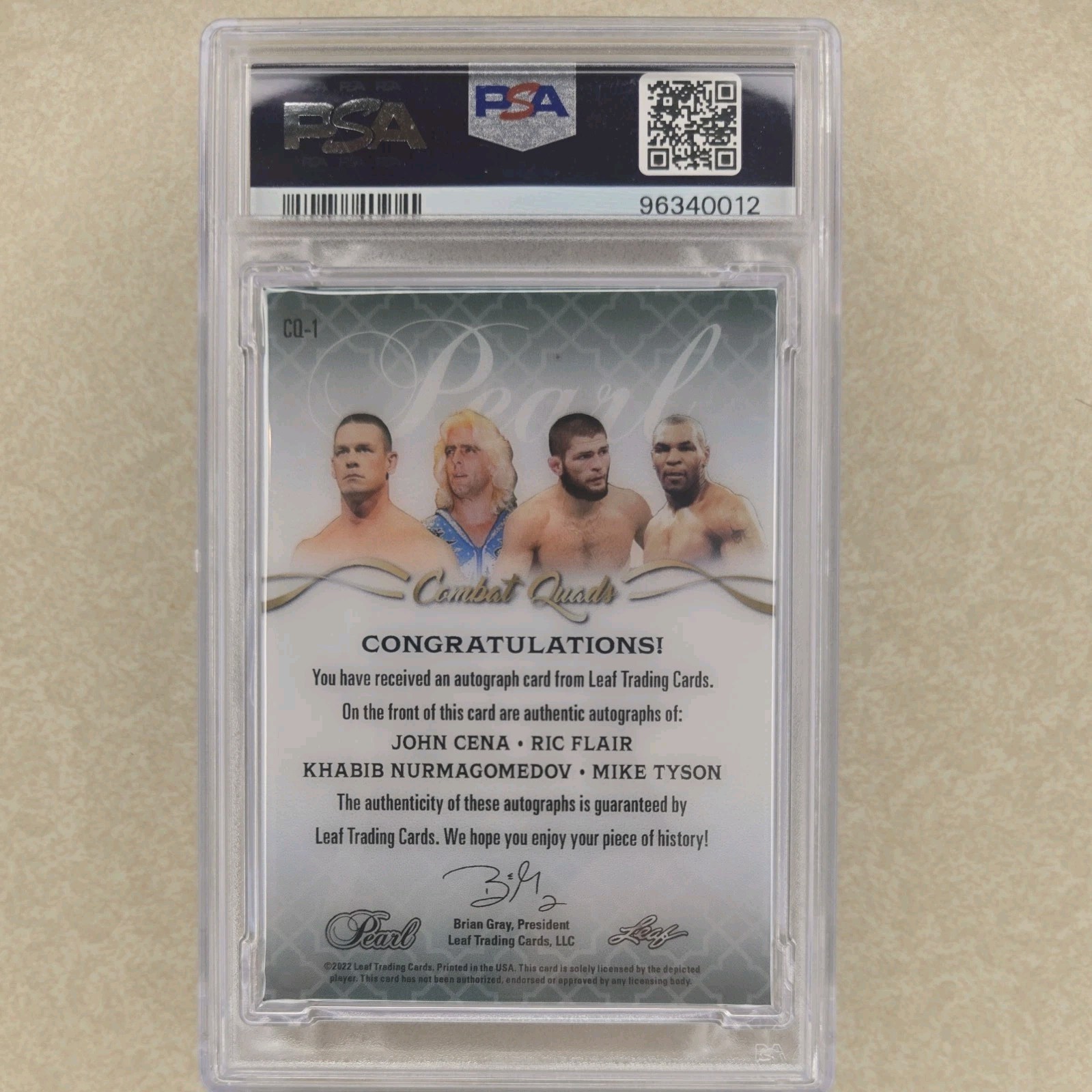 2021 Leaf Pearl signed John Cena, Ric Flair Nurmagomedov, Mike Tyson Auto SP PSA view 4