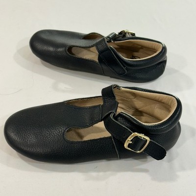 Monkey Feet Leather T-Strap Shoes Kids 5-6Y Black Buckle Closure | Classic